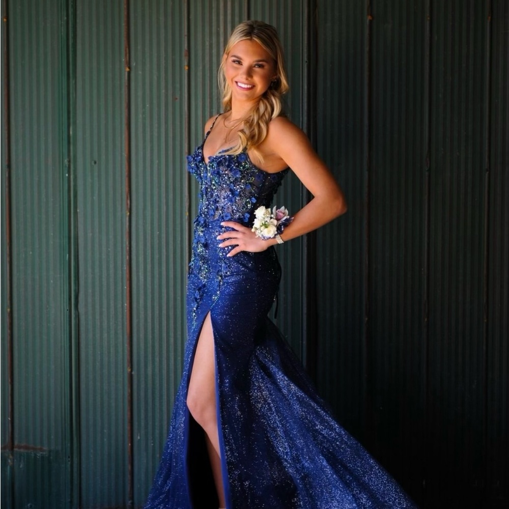 Dazzling Blue Sequin Evening Dress
